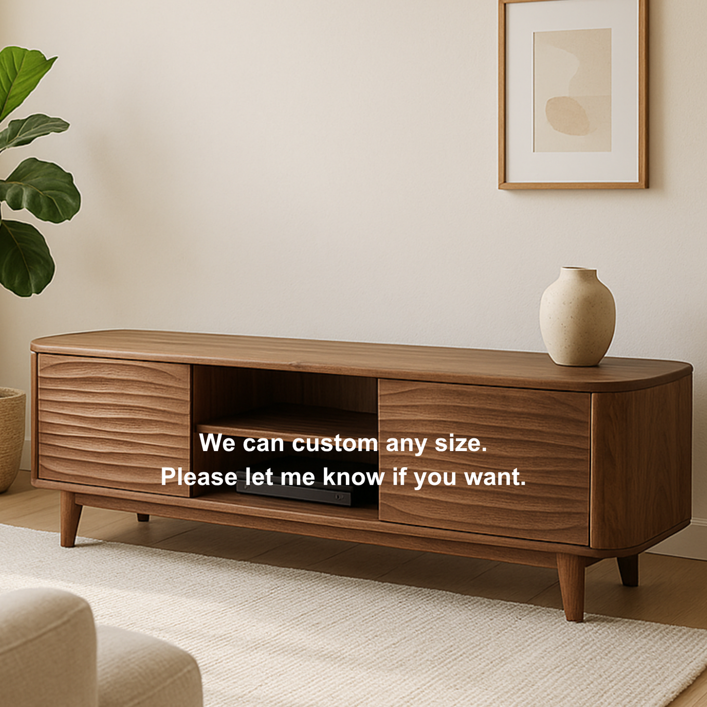 Handcrafted Solid Wood Curved Edge TV Stand – Modern Organic Media Console Kitchnce