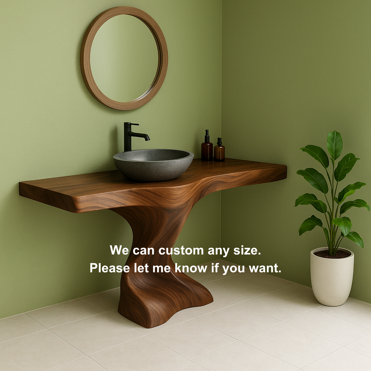 Handcrafted Solid Wood Bathroom Vanity – Organic Sculptural Twist Form Design Kitchnce