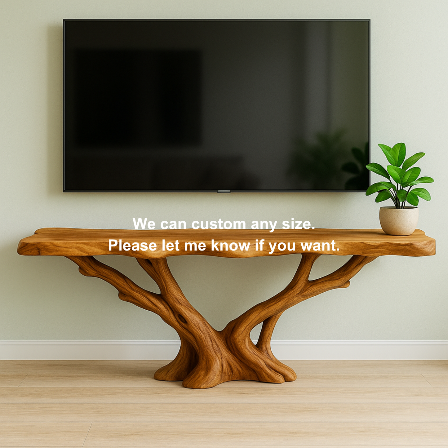 Handcrafted Solid Wood TV Stand/ Console Table – Organic Sculptural Branch Flow Design Kitchnce