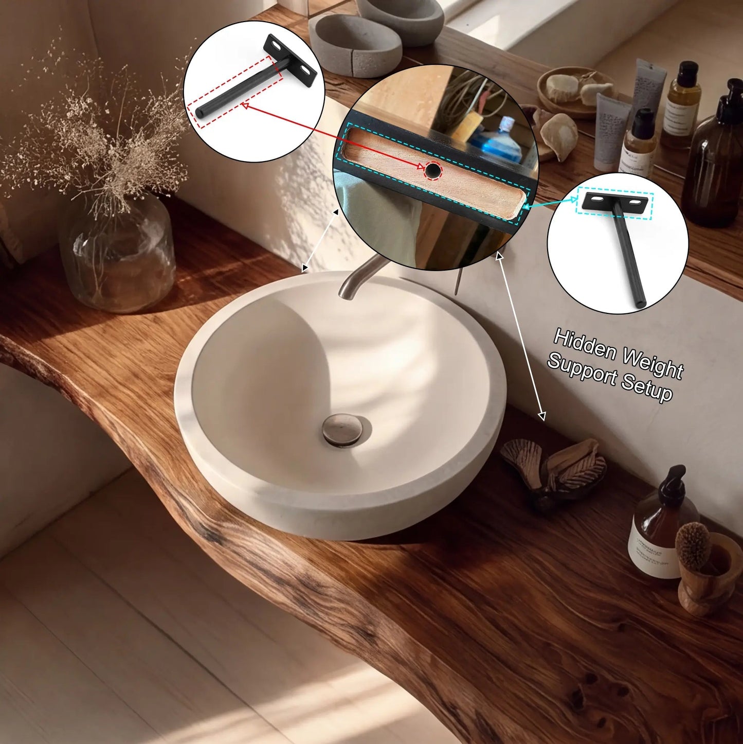 Eldorin Live Edge Solid Wood Floating Bathroom Vanity SPA349624 Kitchnce