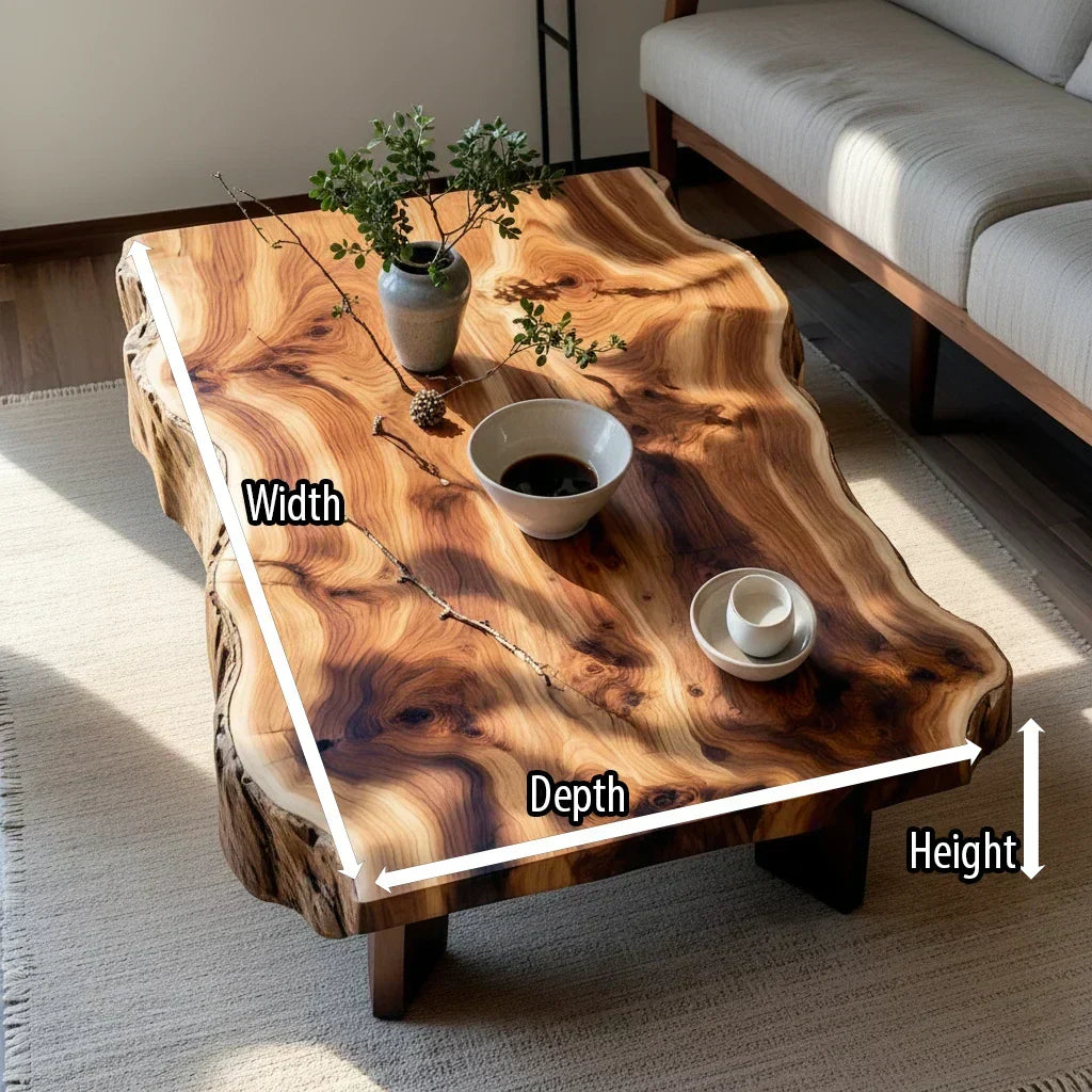 Natural Live Edge Wood Coffee Table Organic Slab Center Table