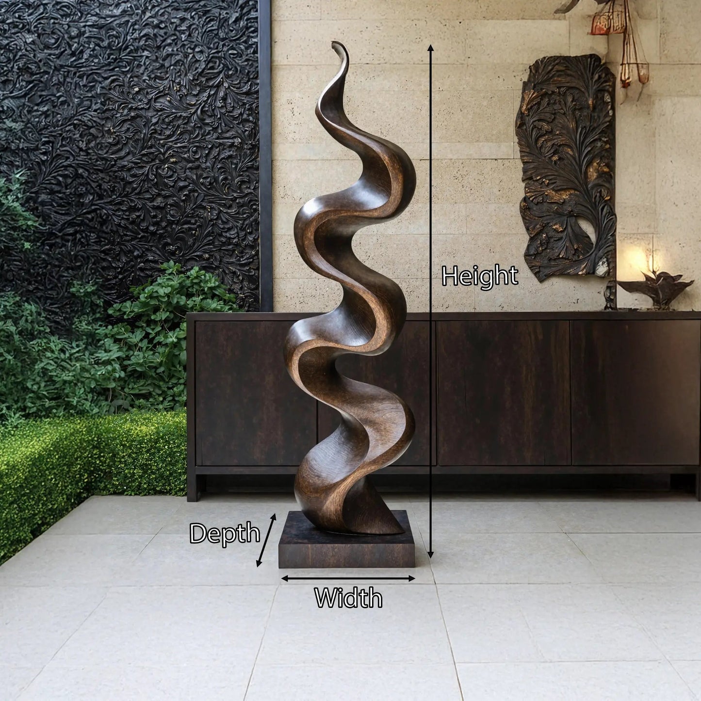 Rustic Large Wooden Sculpture For Garden Kitchnce