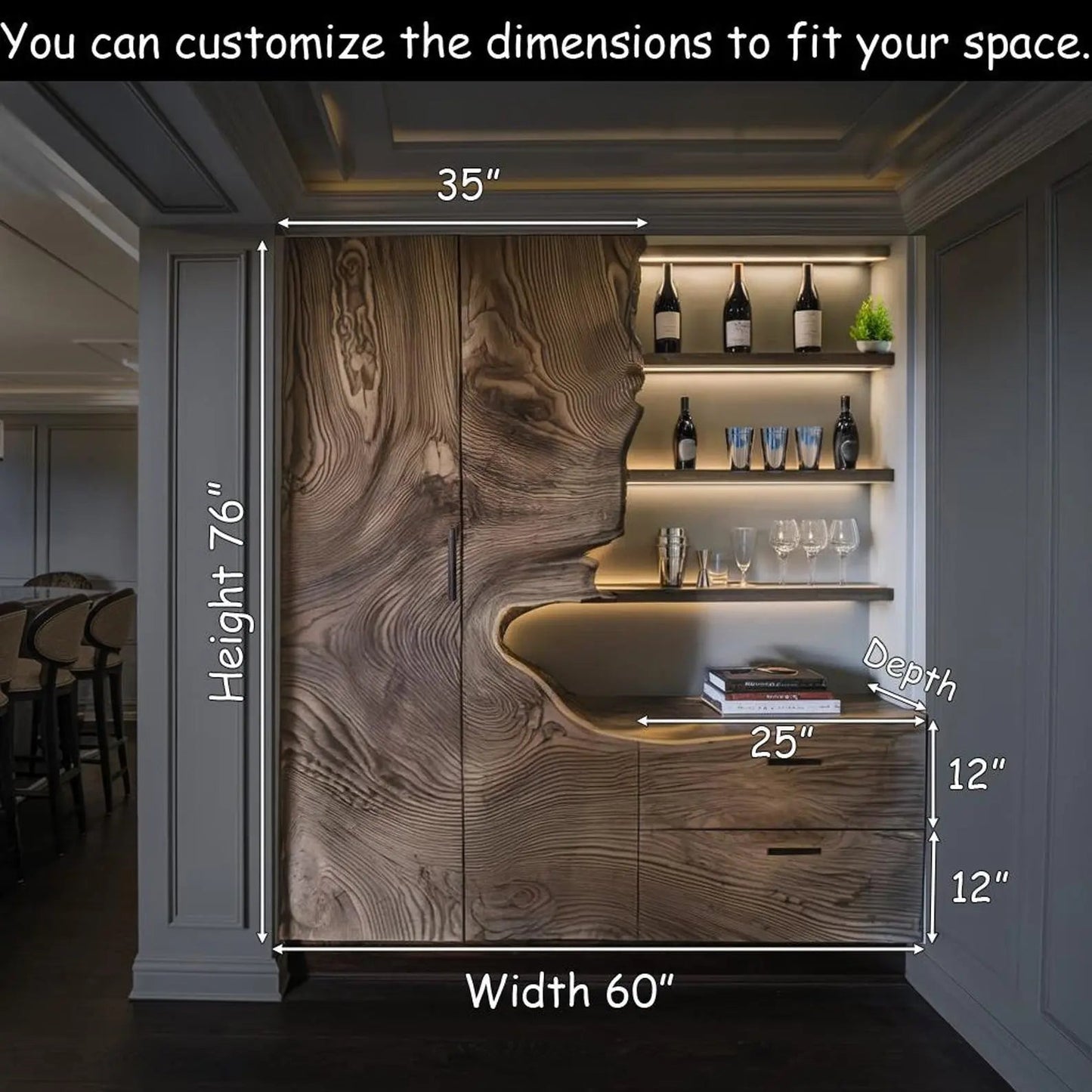 Modern Bar Cabinet With Wine Storage For Dining Room Kitchnce