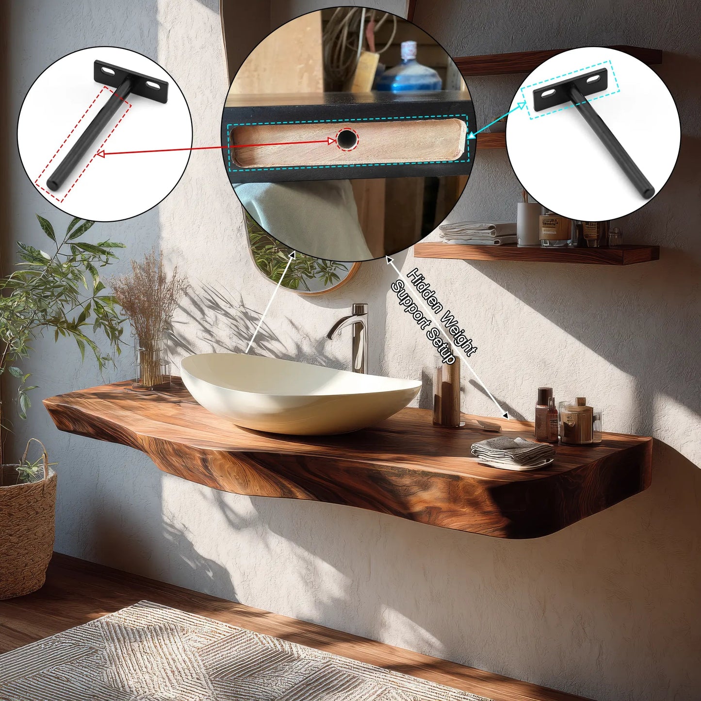 Korveth Live Edge Solid Wood Floating Bathroom Vanity SPA965869 Kitchnce