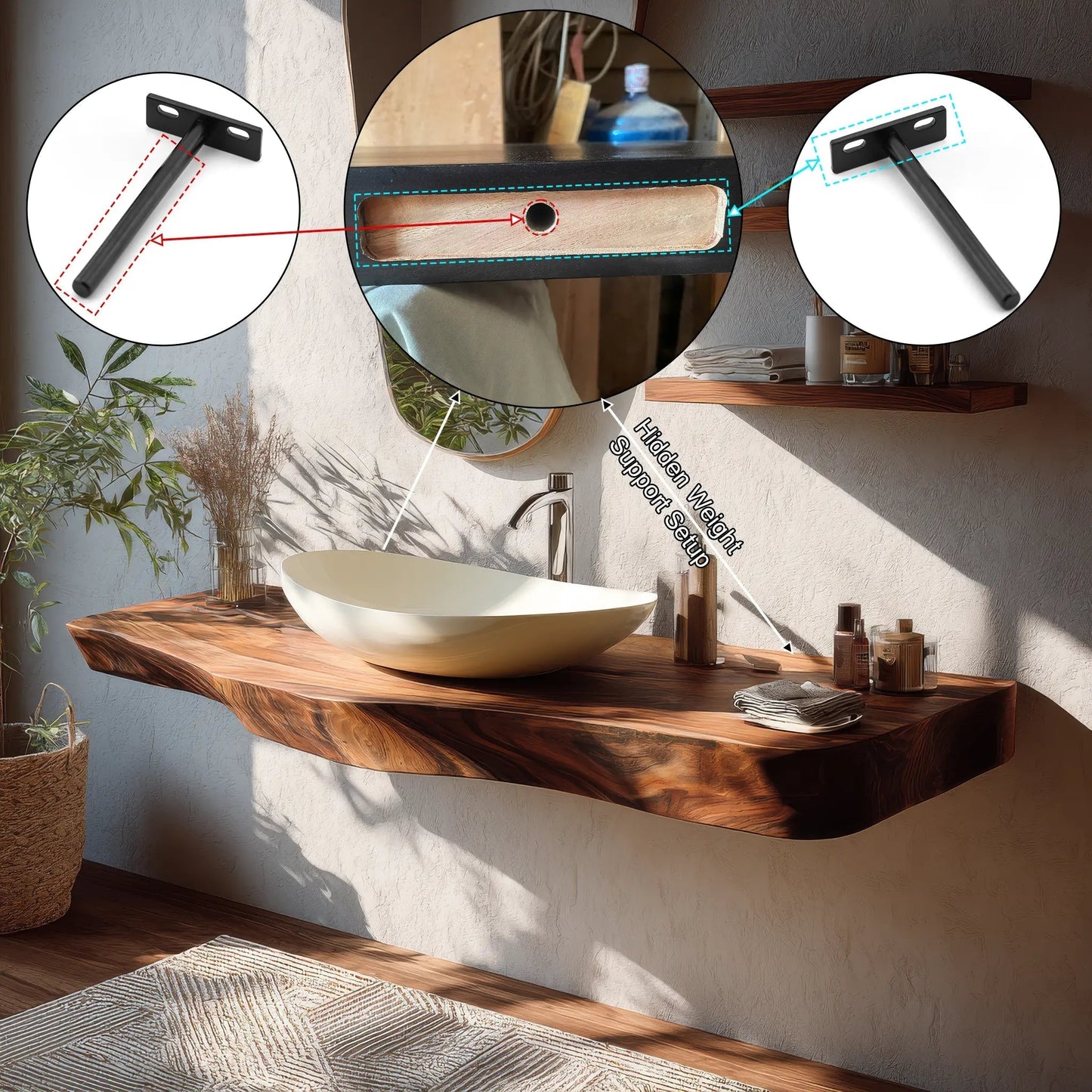 Korveth Live Edge Solid Wood Floating Bathroom Vanity SPA965869 Kitchnce