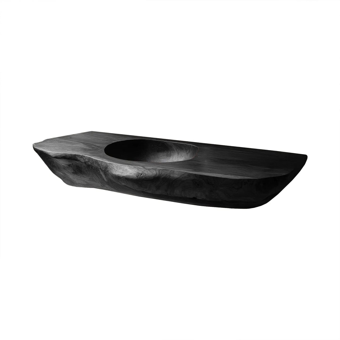 Lorvane Sculpted Live Edge Solid Wood Floating Bathroom Vanity with Integrated Sink Kitchnce