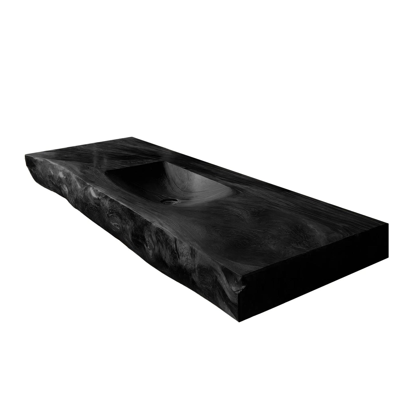 Morvyn Live Edge Solid Wood Floating Bathroom Vanity with Integrated Sink Kitchnce