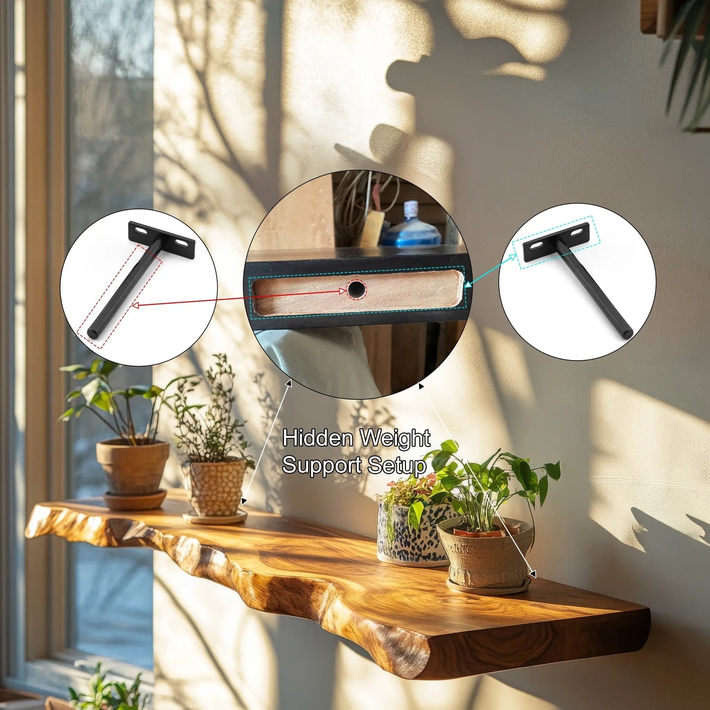 Norvello Live Edge Solid Wood Floating Shelf SPA959352 Kitchnce
