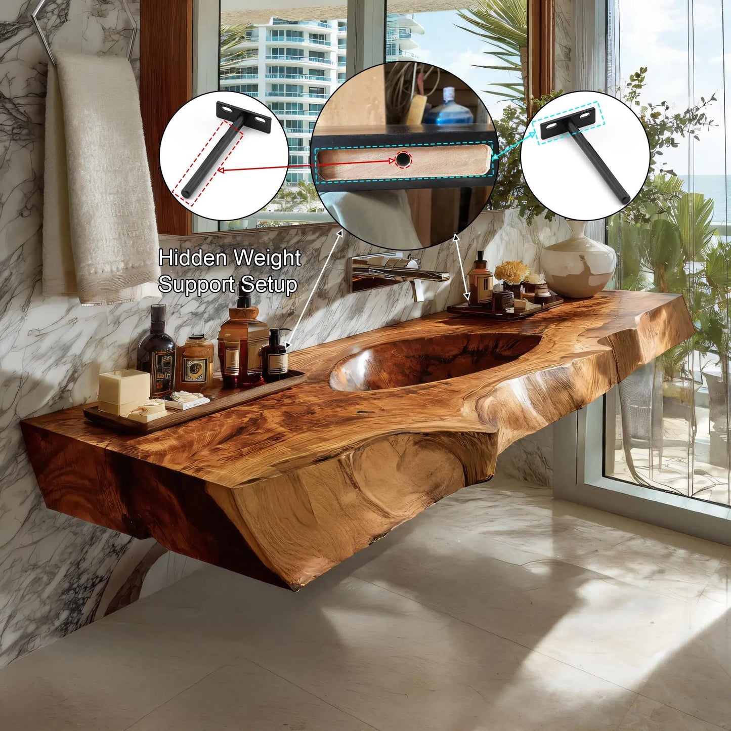 Orlith Live Edge Solid Wood Floating Bathroom Vanity with Integrated Sink SPA665452 Kitchnce
