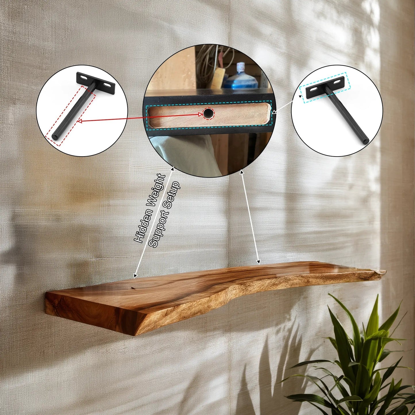 Orvian Live Edge Solid Wood Floating Shelf SPA175851 Kitchnce
