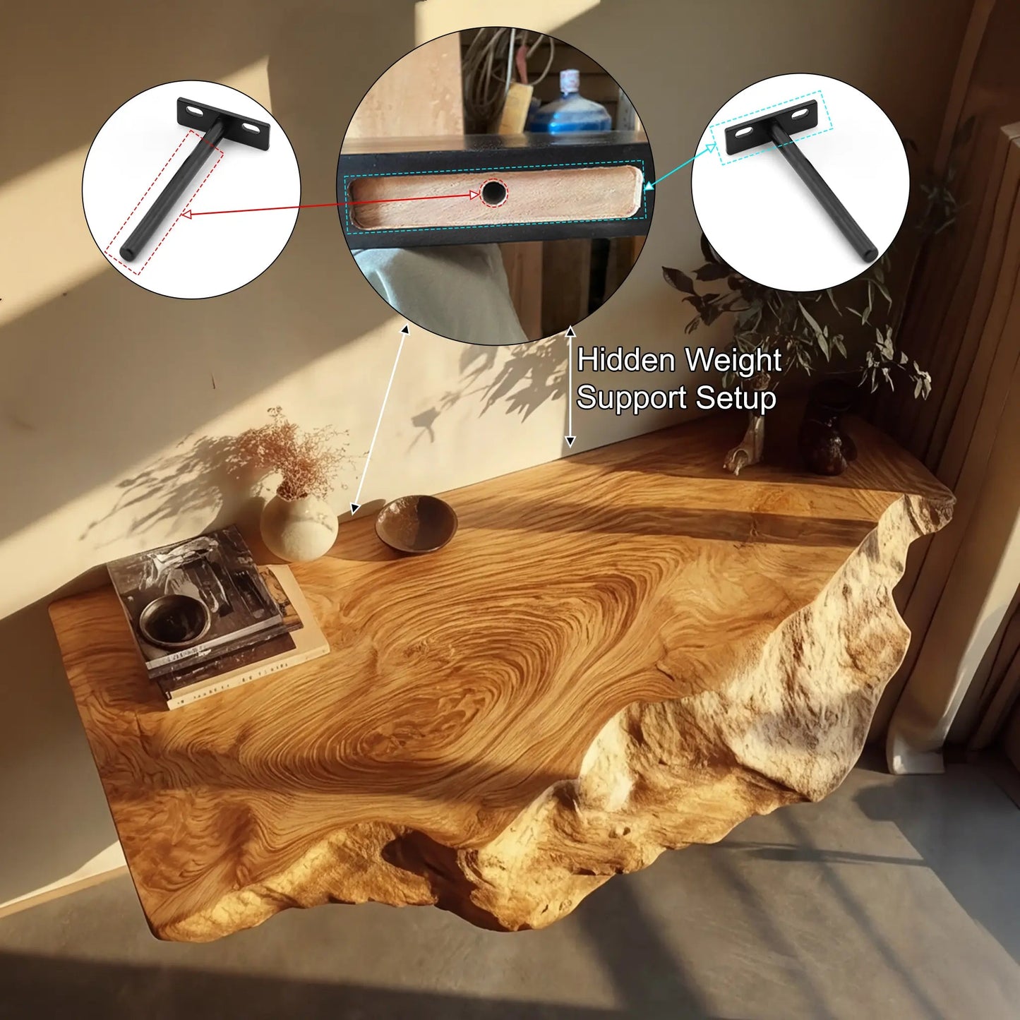 Ryvenor Live Edge Solid Wood Floating Shelf SPA947887 Kitchnce