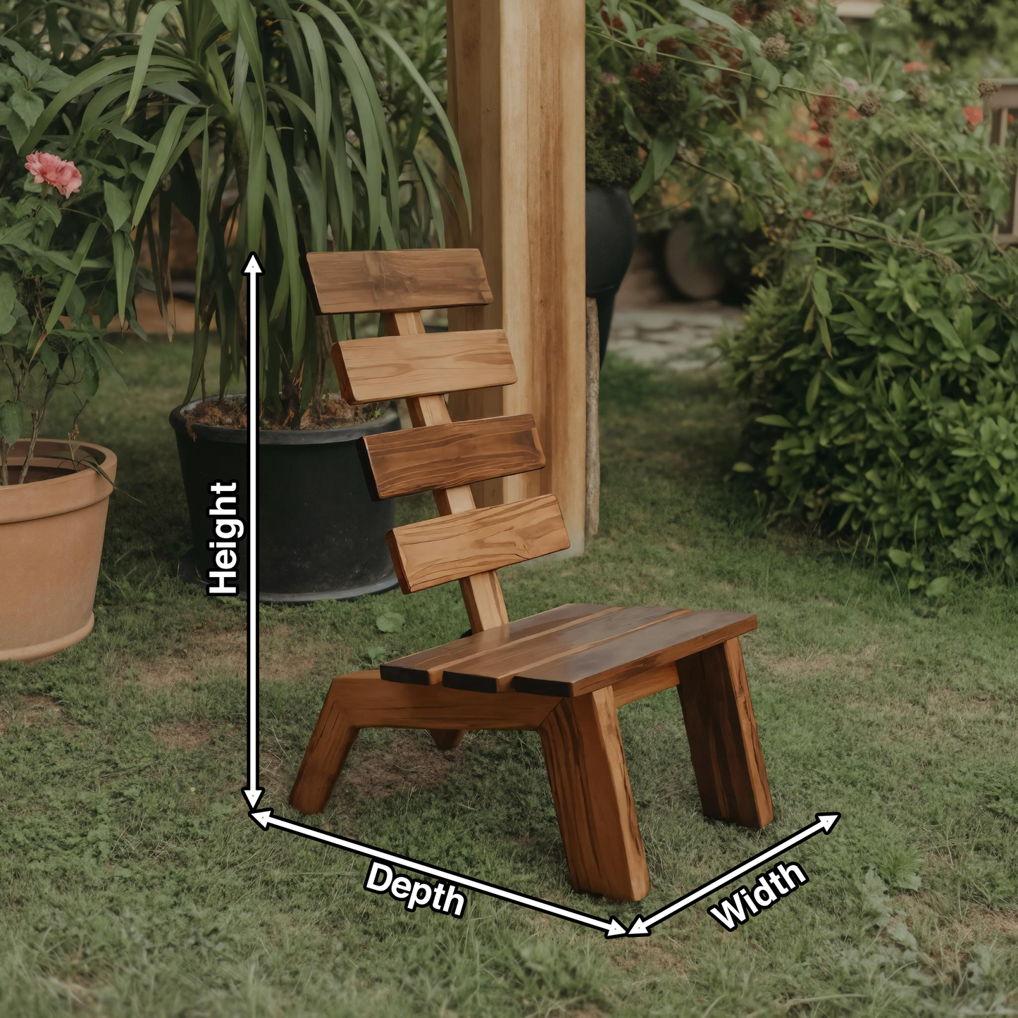 Modern Slatted Wood Outdoor Lounge Chair For Garden Or Patio Kitchnce