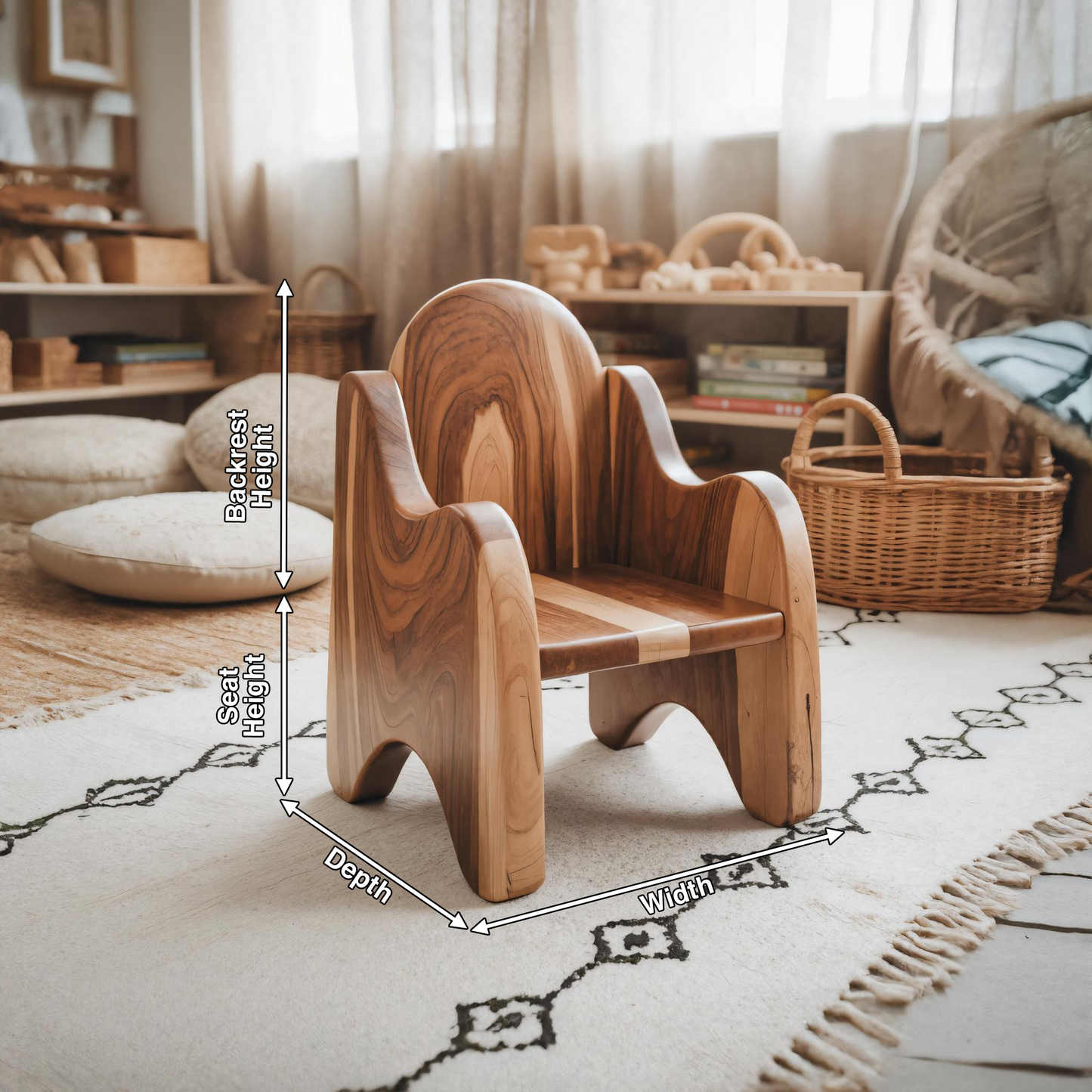 Montessori Wooden Toddler Chair For Playroom Or Minimalist Nursery Kitchnce