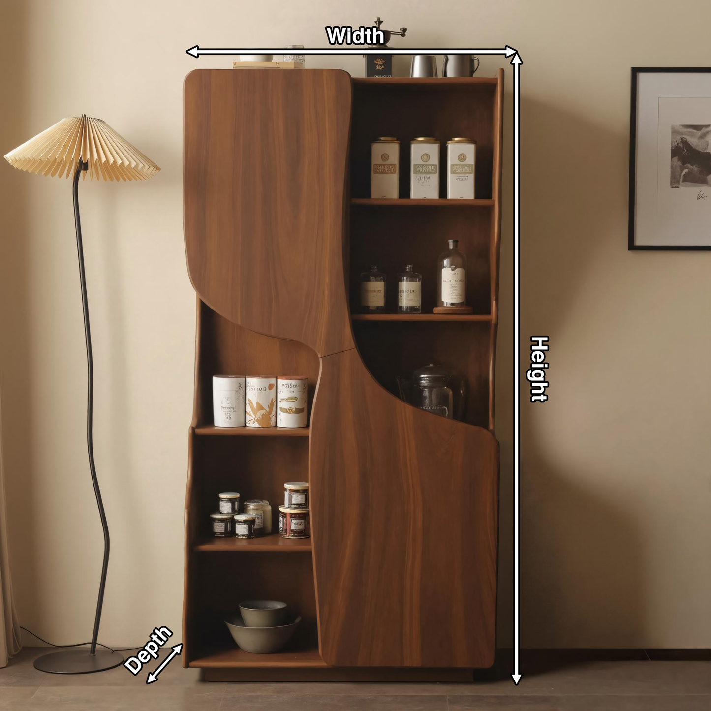 Modern Sculptural Cabinet With Curved Doors For Kitchen And Living Room Kitchnce