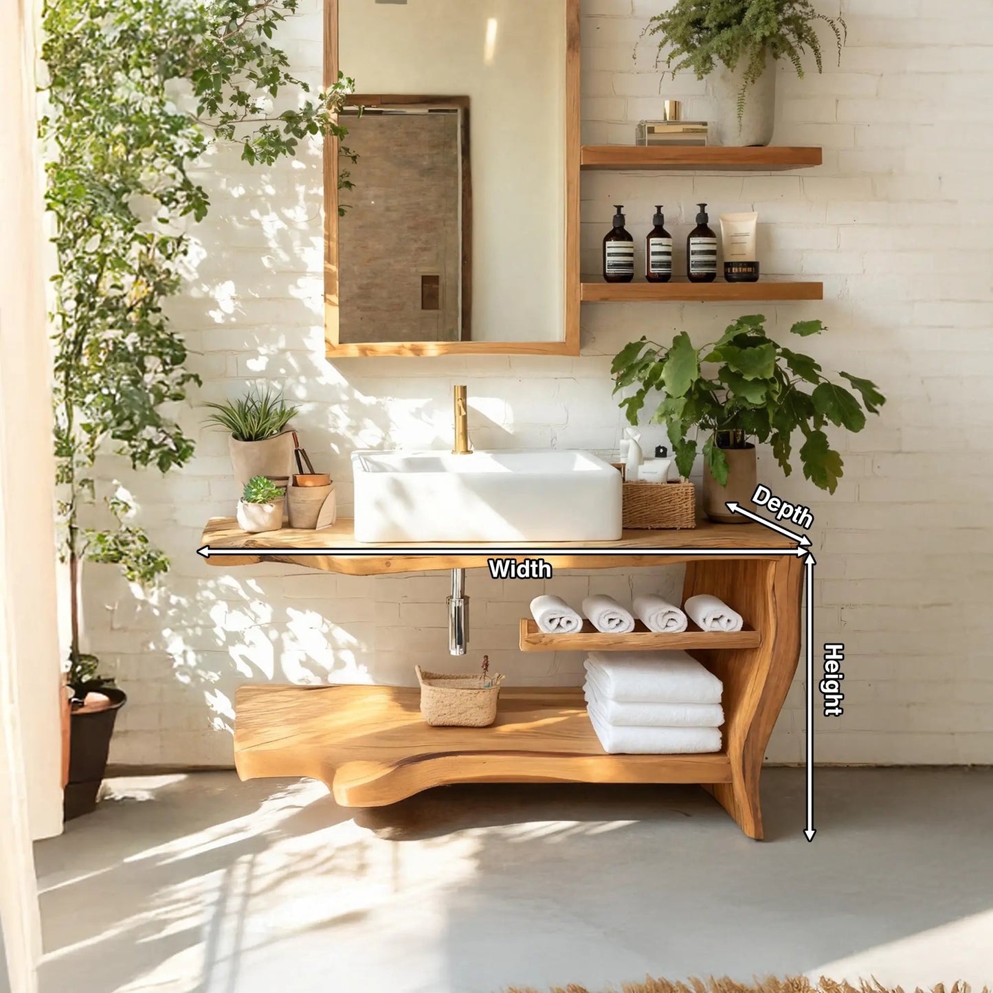 Rustic Wooden Vanity Space For Bathroom Use Kitchnce