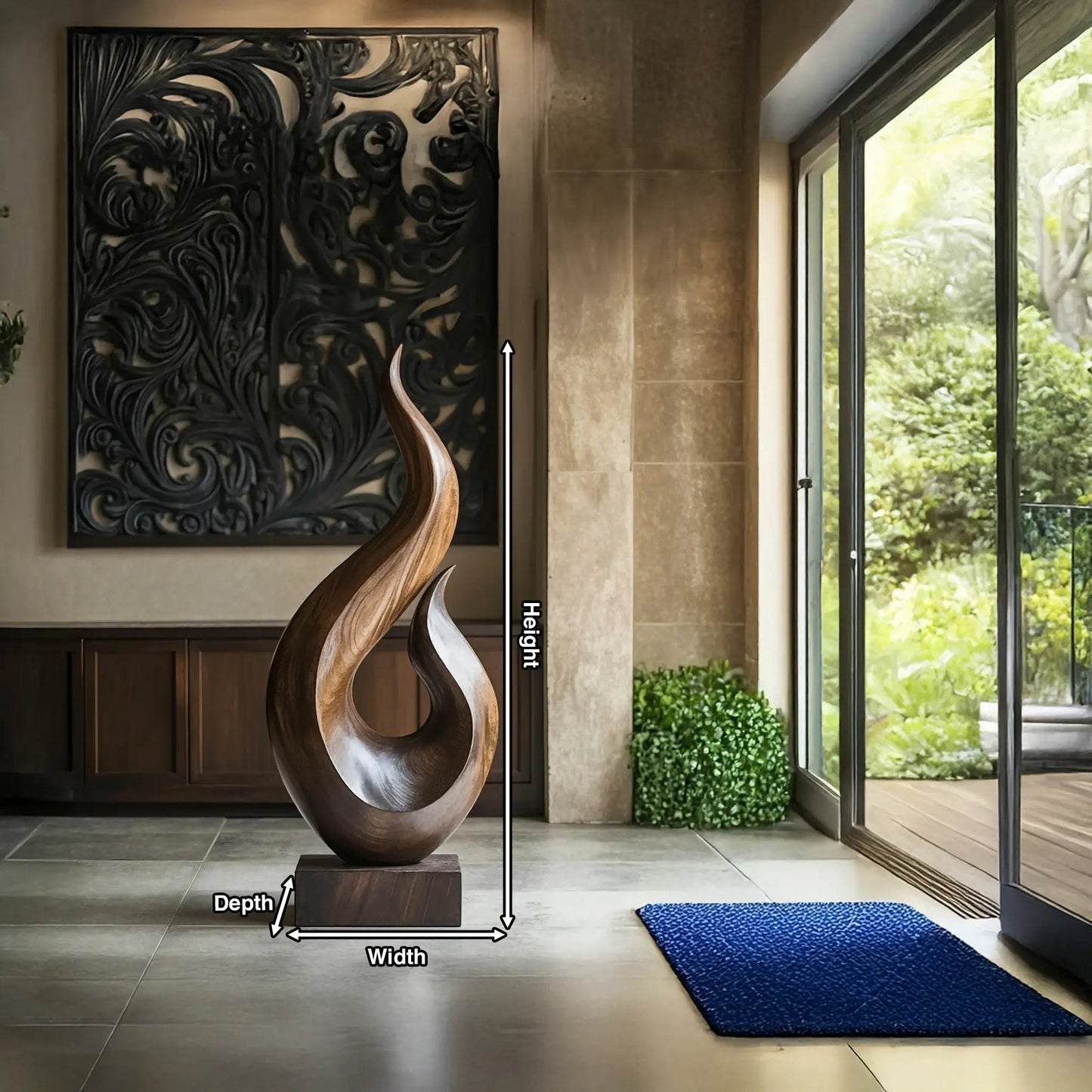 Handcrafted Abstract Wood Statue For Home Accent Kitchnce