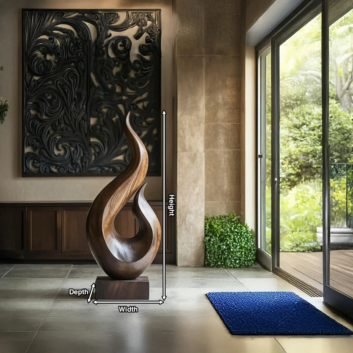 Handcrafted Abstract Wood Statue For Home Accent Kitchnce