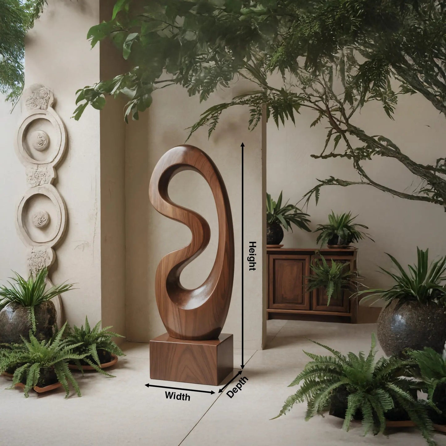 Rustic Solid Wood Abstract Statue For Interior Design Kitchnce
