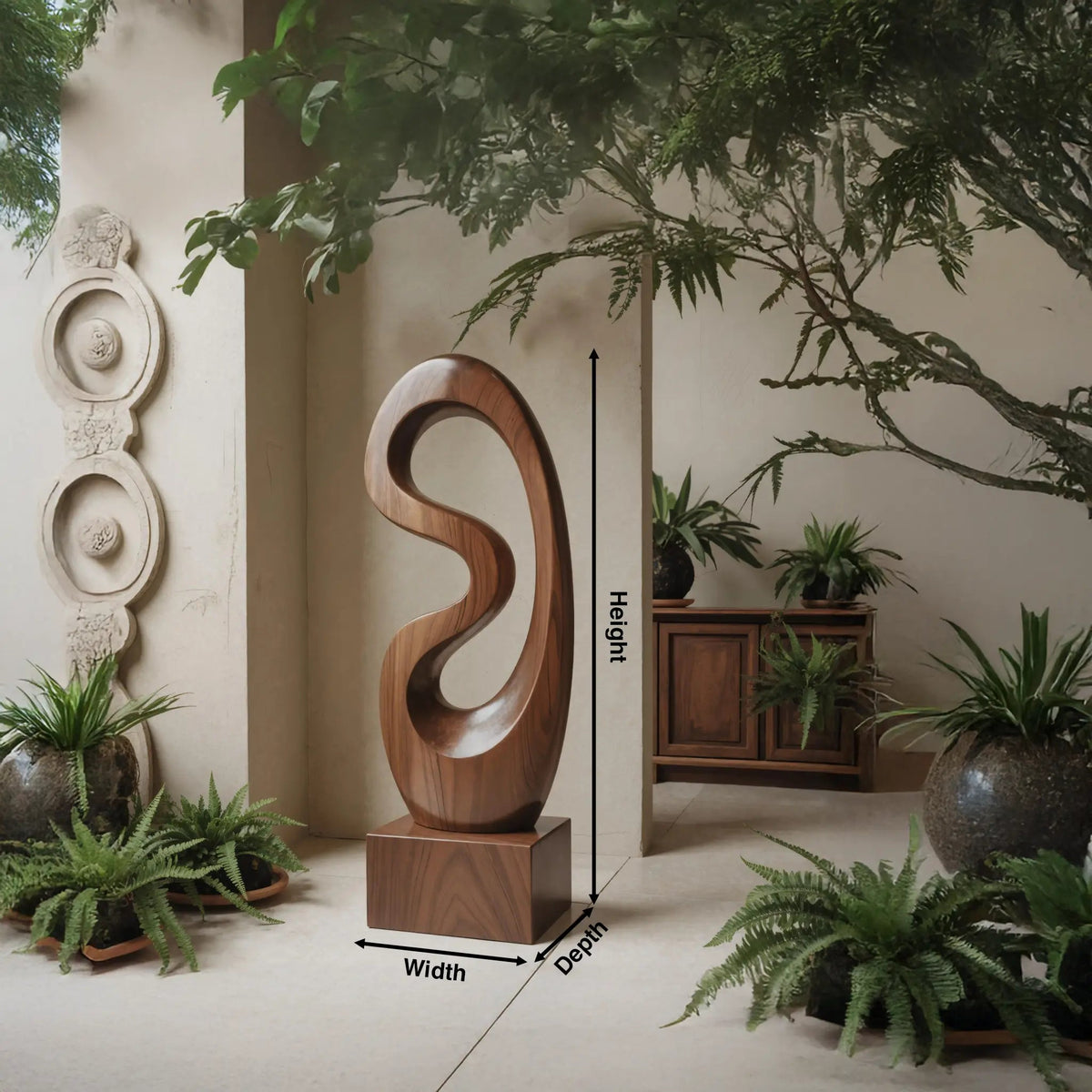 Rustic Solid Wood Abstract Statue For Interior Design Kitchnce