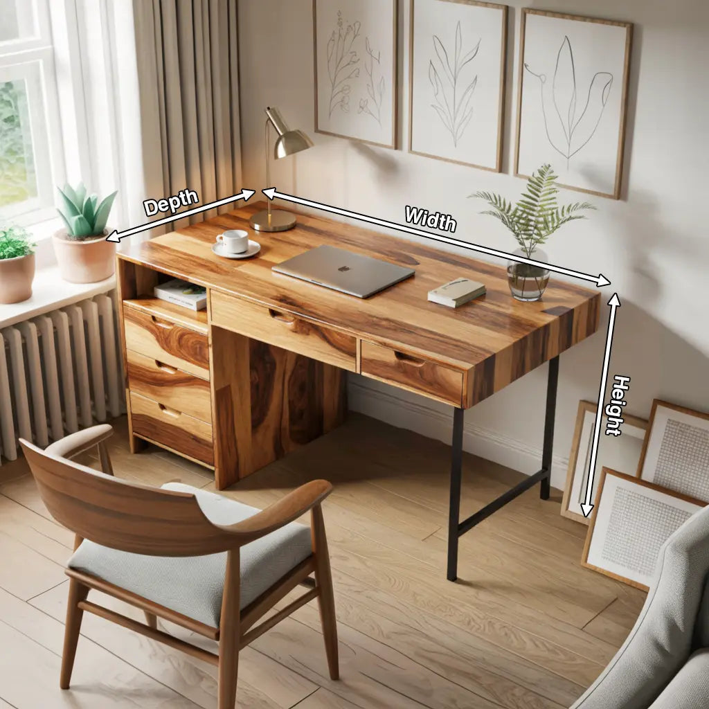 Modern Wooden Desk With Drawers For Home Office Or Study Kitchnce