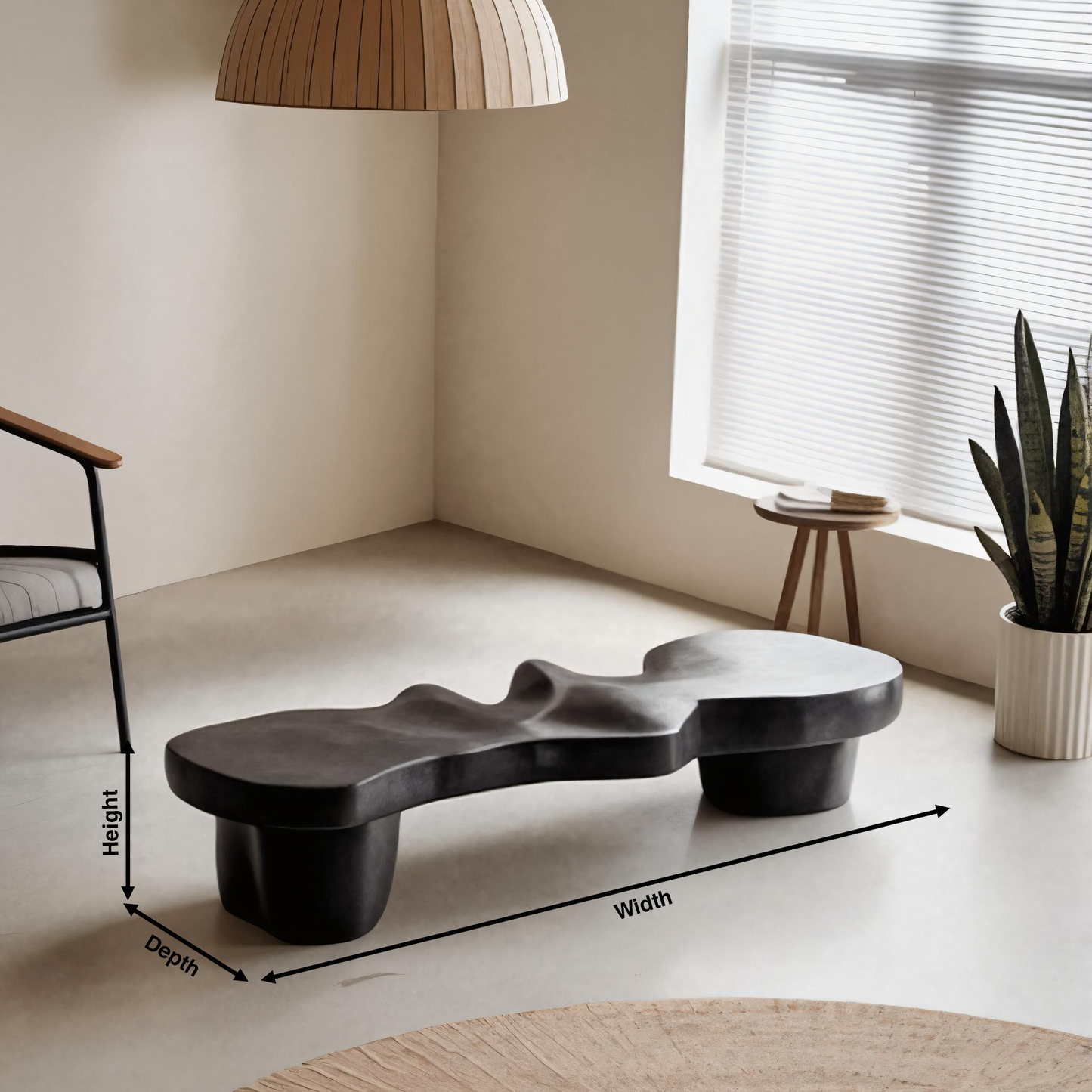 Contemporary Sculptural Wood Bench For Modern Living Room Or Gallery Kitchnce