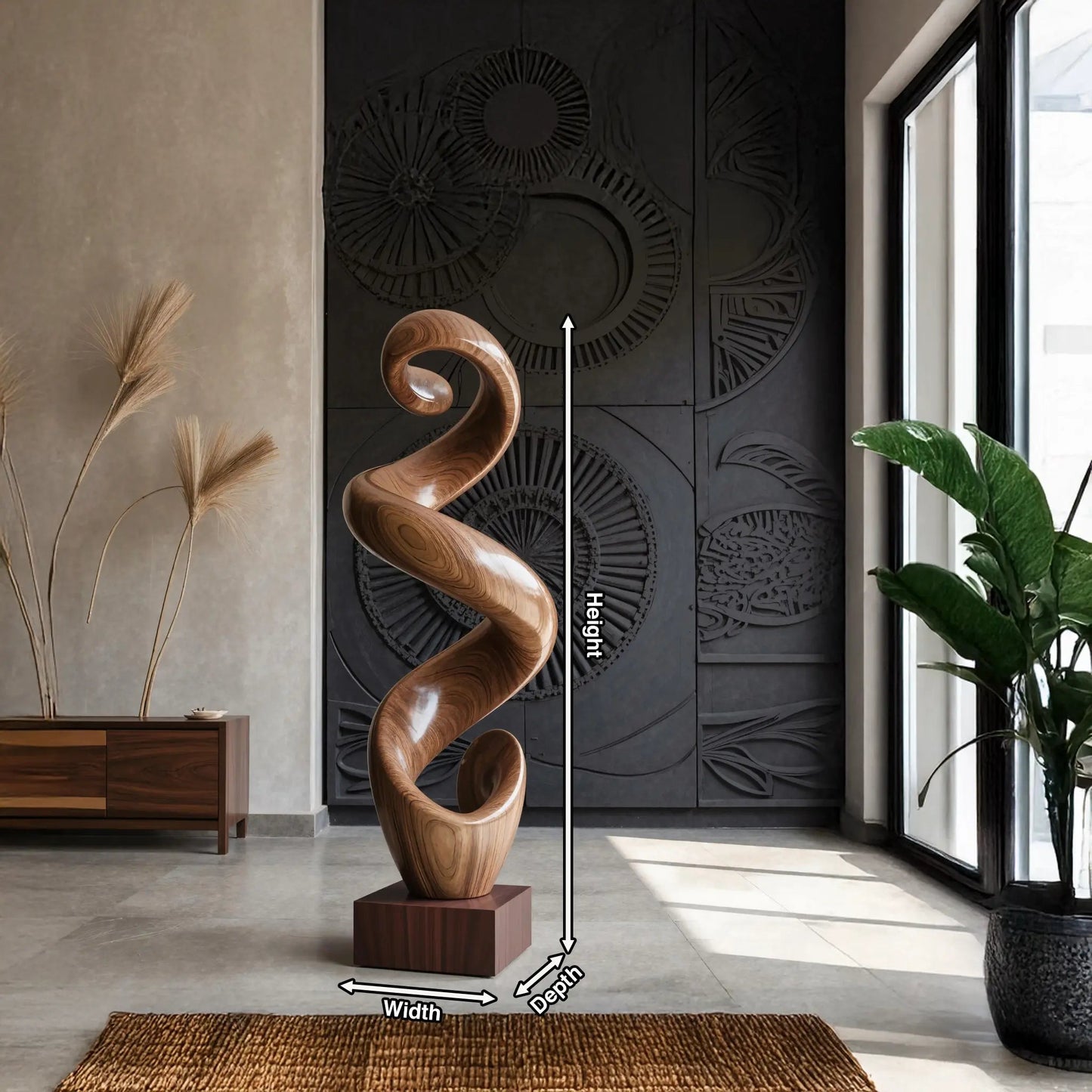 Rustic Large Twisted Spiral Floor Art For Office Decor Kitchnce