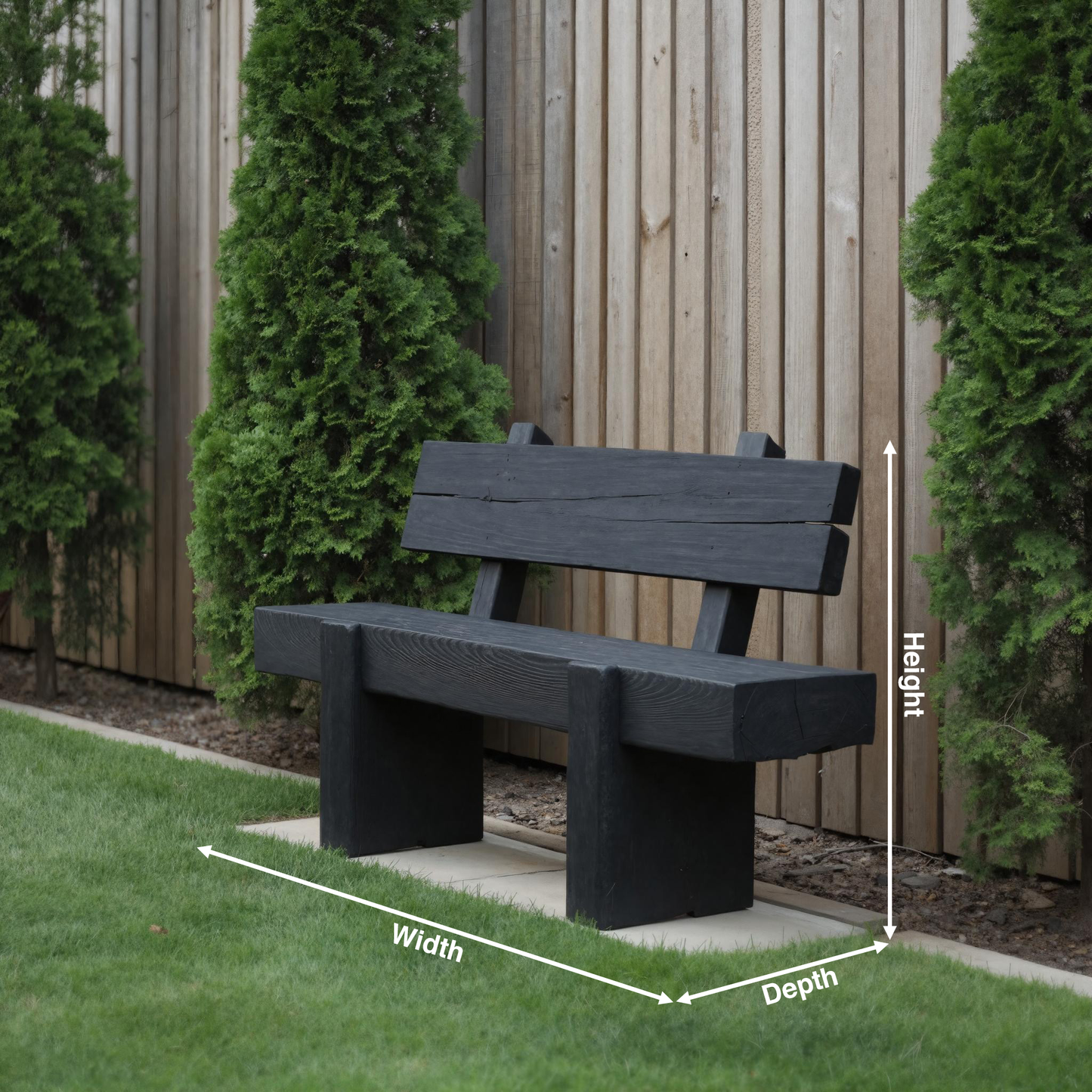 Modern Solid Wood Outdoor Bench With Charred Finish For Garden Or Patio Kitchnce