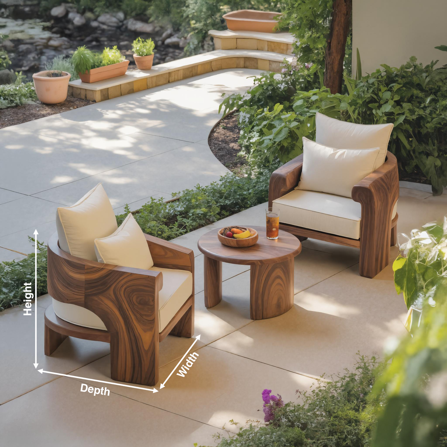 Curved Outdoor Wood Lounge Chair For Patio Or Balcony Kitchnce