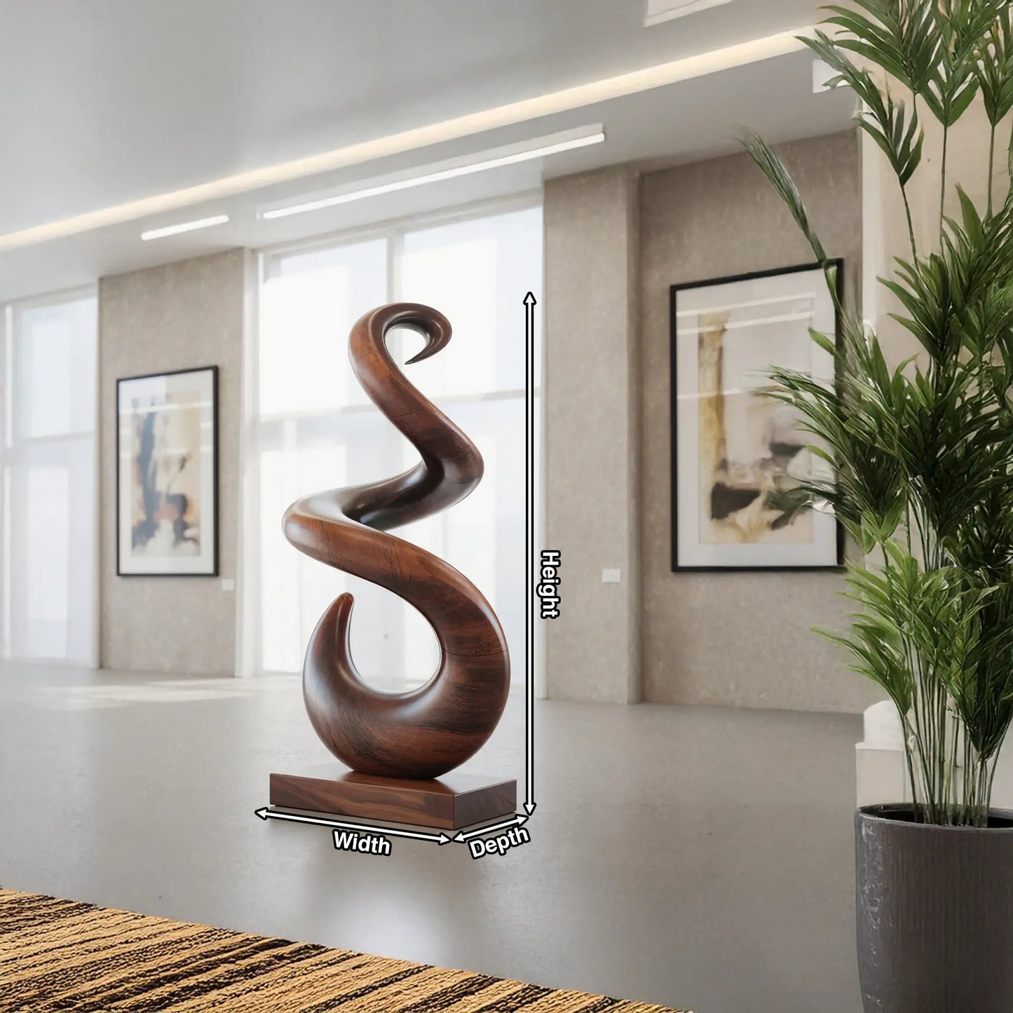 Hand Carved Abstract Wooden Sculpture For Yard Decor Kitchnce