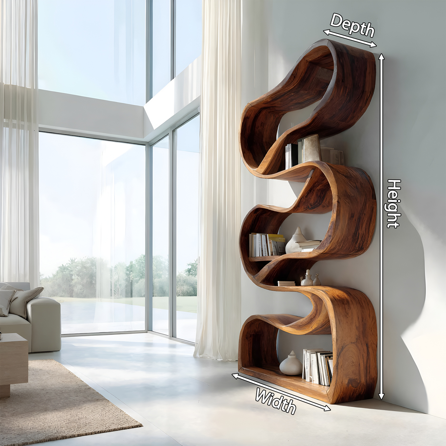 Modern Sculptural Bookcase Statement Design For Hallway Kitchnce
