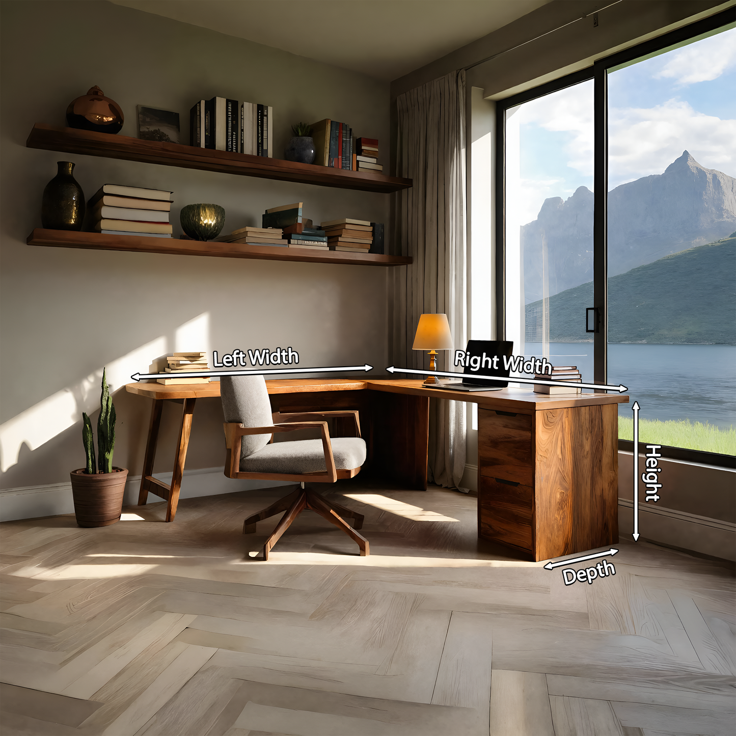 Luxury L Shaped Desk With Drawer For Home Office Kitchnce