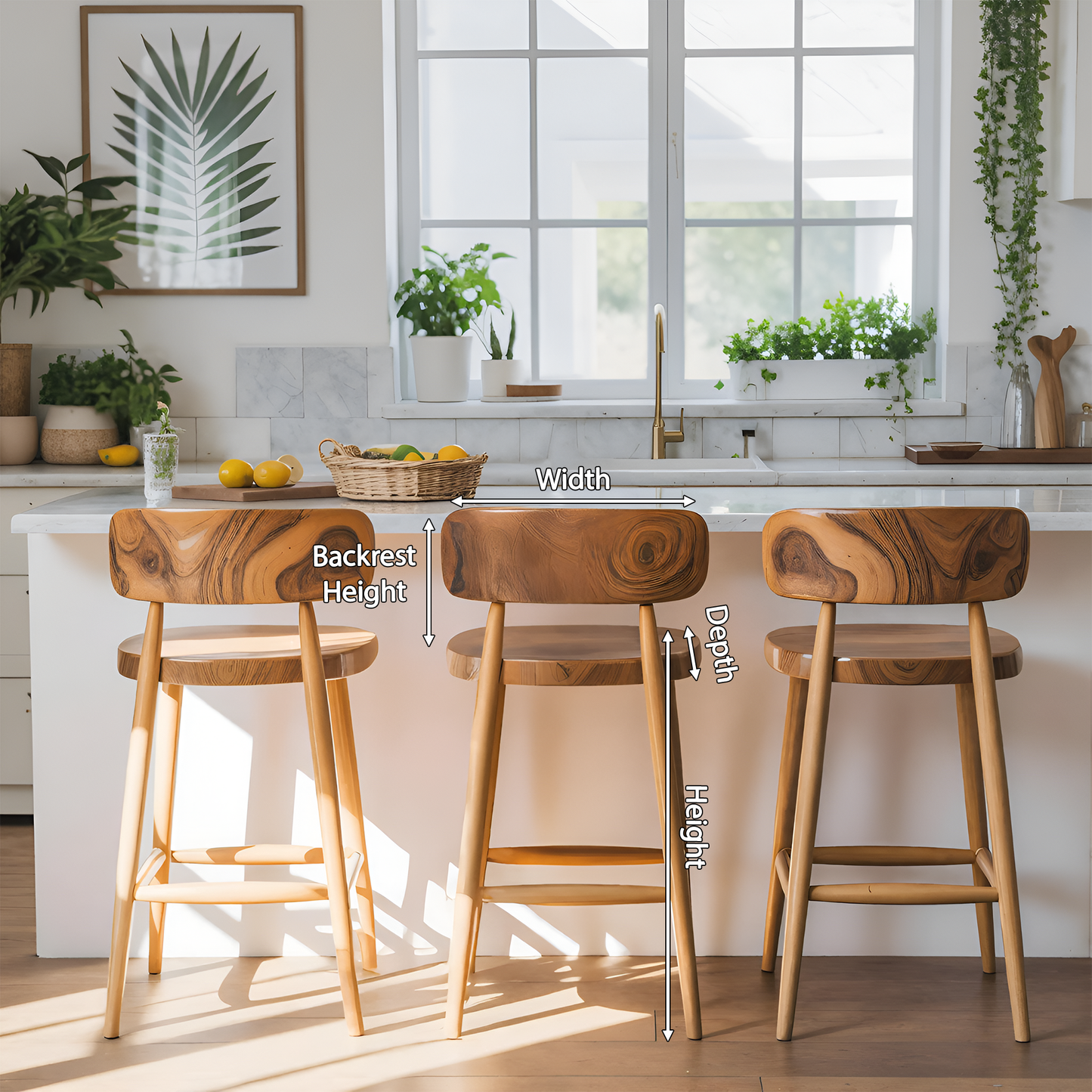 Mid Century Bar Stools With Backrest For Kitchen Or Dining Room Kitchnce