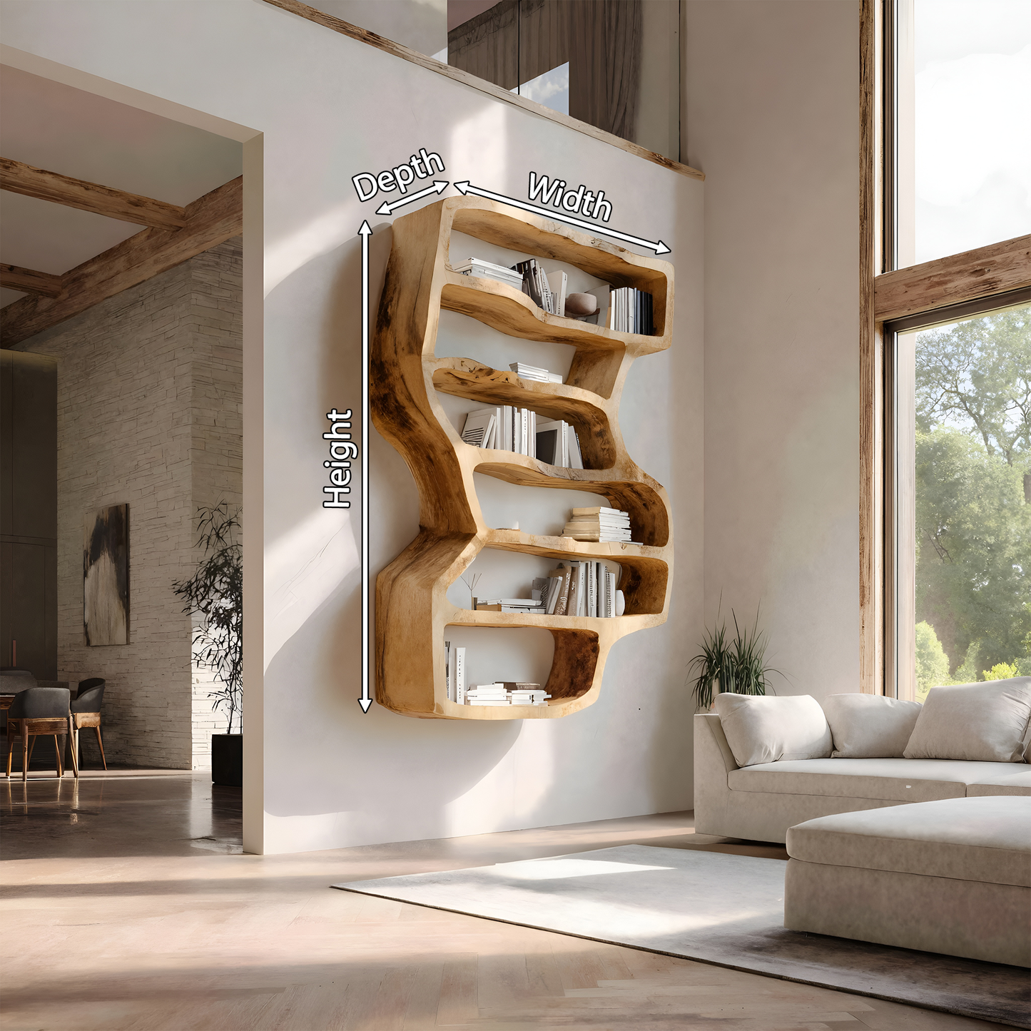 Organic Sculptural Wall Bookcase For Living Room Decor Kitchnce