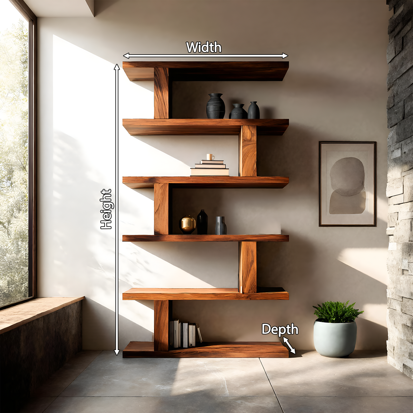 Contemporary Bookshelf With Clean Lines For Living Room Kitchnce