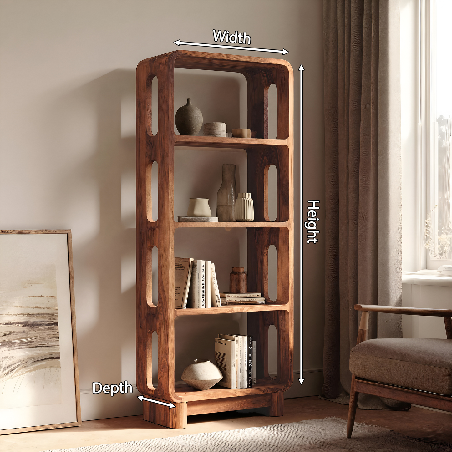 Contemporary Tall Bookshelf For Living Or Bedroom Kitchnce