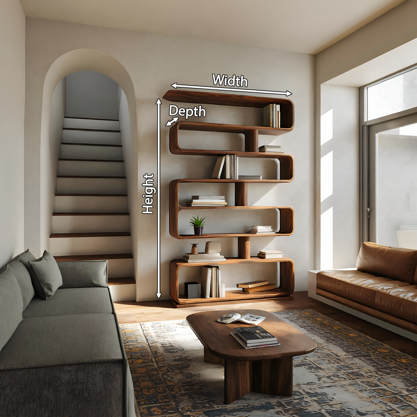 Modern Bookcase Freestanding Shelving Unit For Home Organization Kitchnce