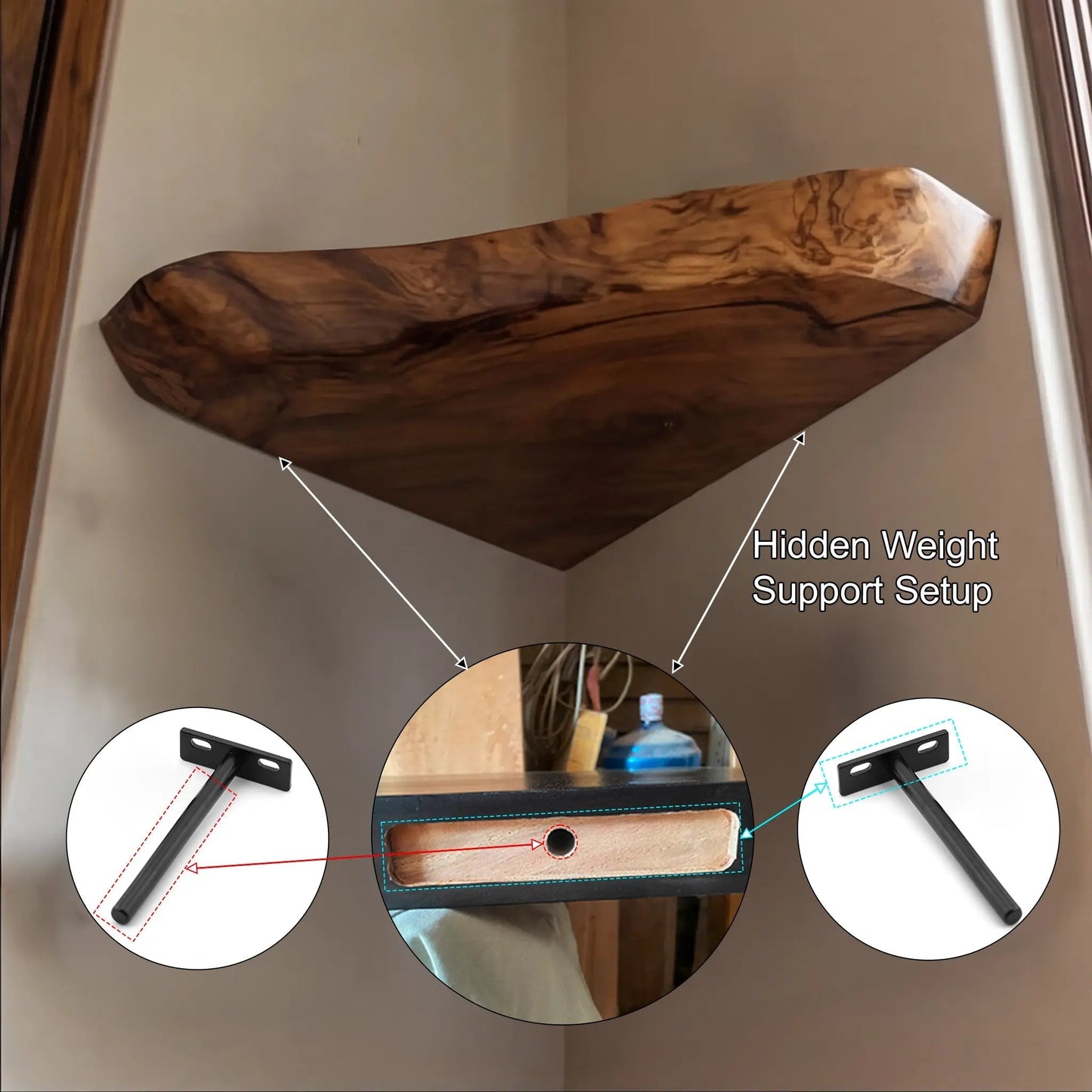 Tavren Live Edge Solid Wood Floating Shelf SPA537547 Kitchnce