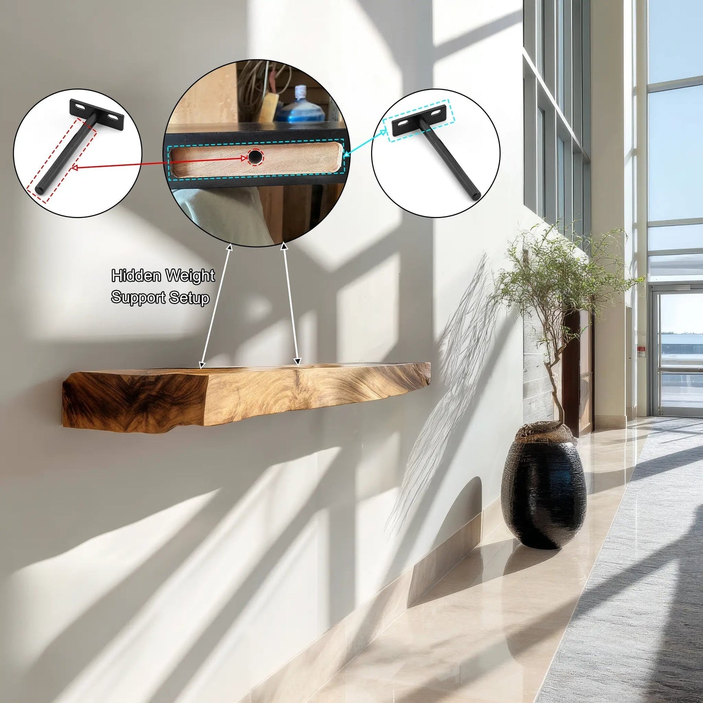 Thalorin Live Edge Solid Wood Floating Shelf SPA129458 Kitchnce
