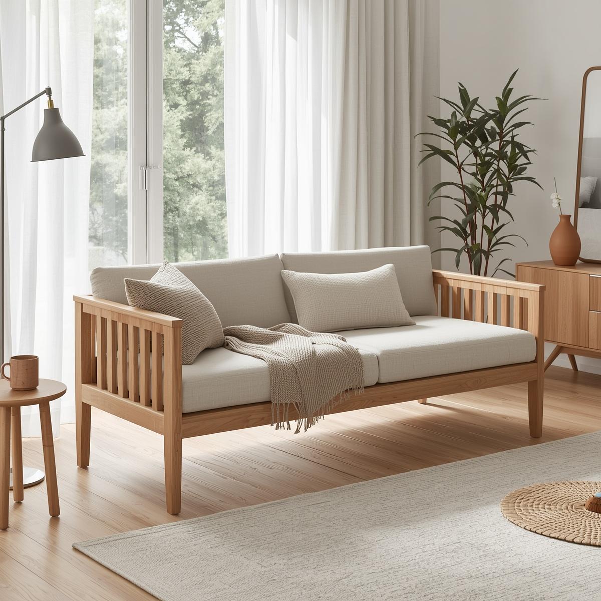 Handcrafted Solid Wood Slat Daybed Frame - Mission Style Sofa Bed