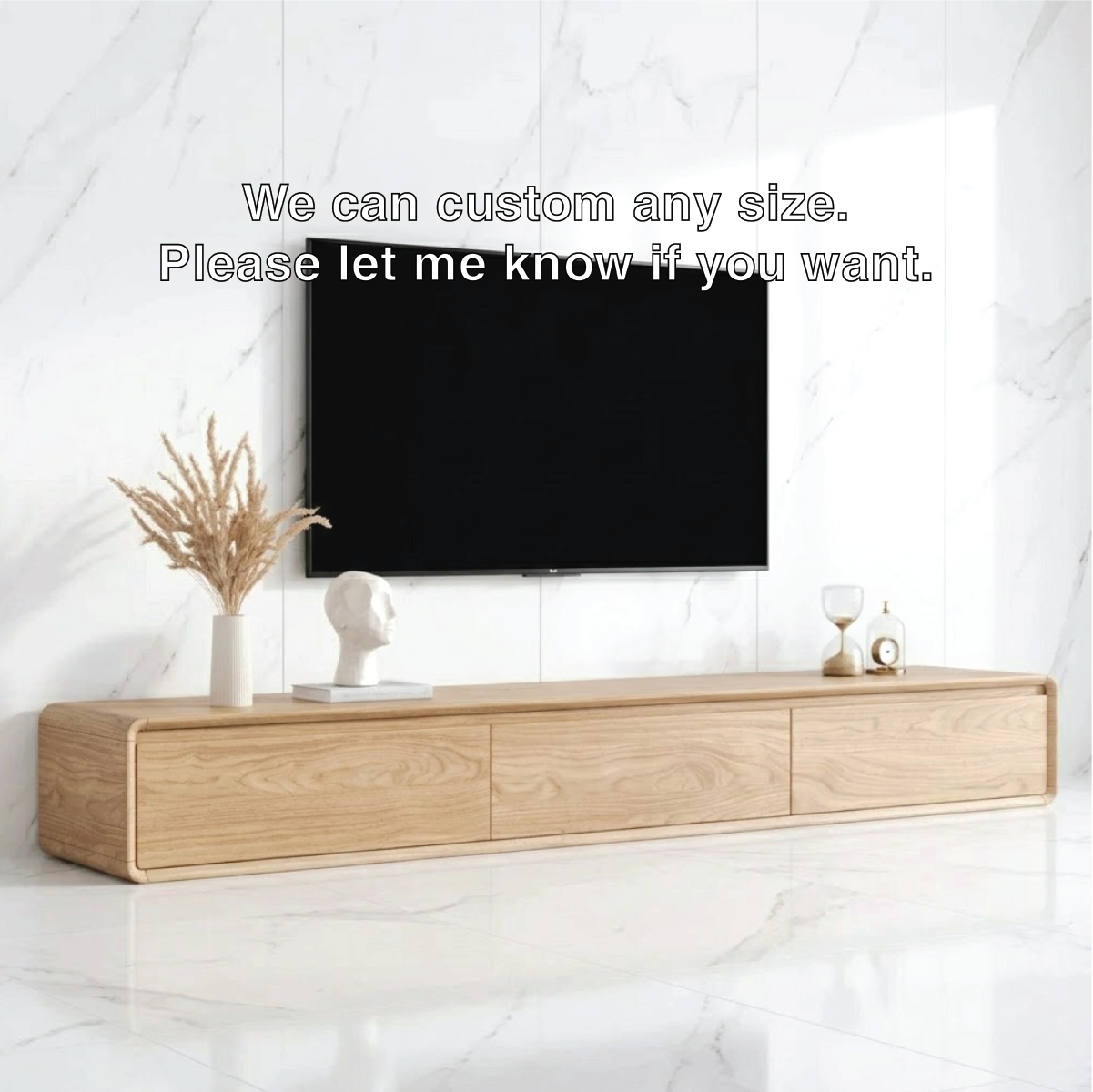 Modern Solid Wood TV Stand Ultra Low Profile Minimalist Media Console Storage Unit