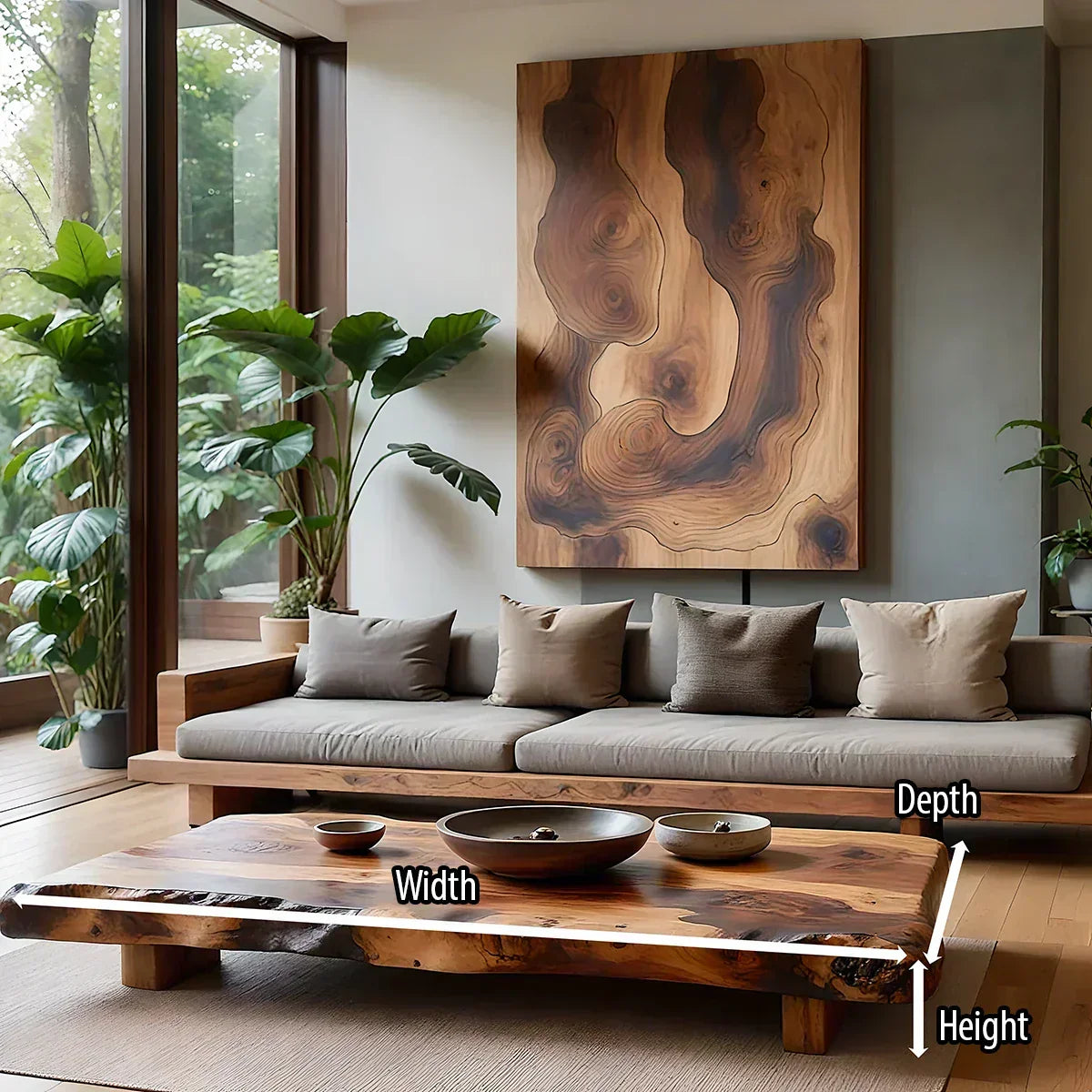 Rustic Live Edge Solid Wood Coffee Table Natural Slab Center Table