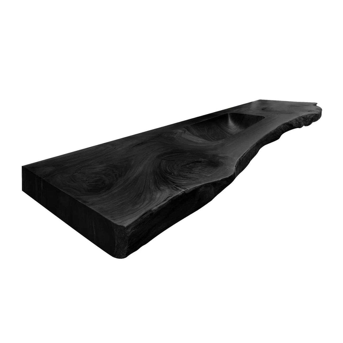 Valtero Sculpted Live Edge Solid Wood Floating Bathroom Vanity with Integrated Sink Kitchnce