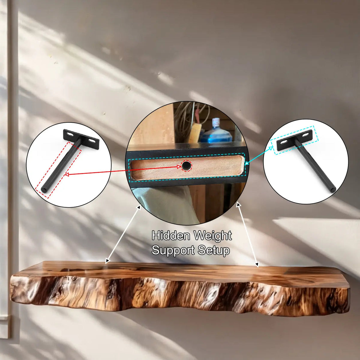 Varcello Live Edge Solid Wood Floating Shelf SPA365435 Kitchnce