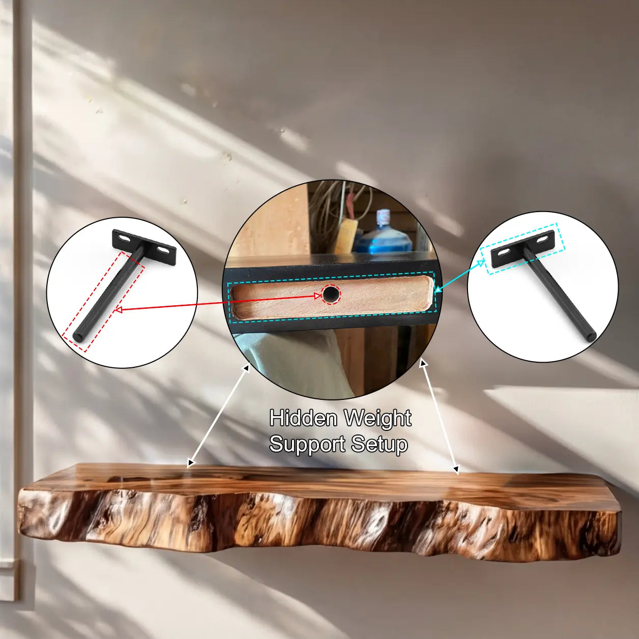 Varcello Live Edge Solid Wood Floating Shelf SPA365435 Kitchnce