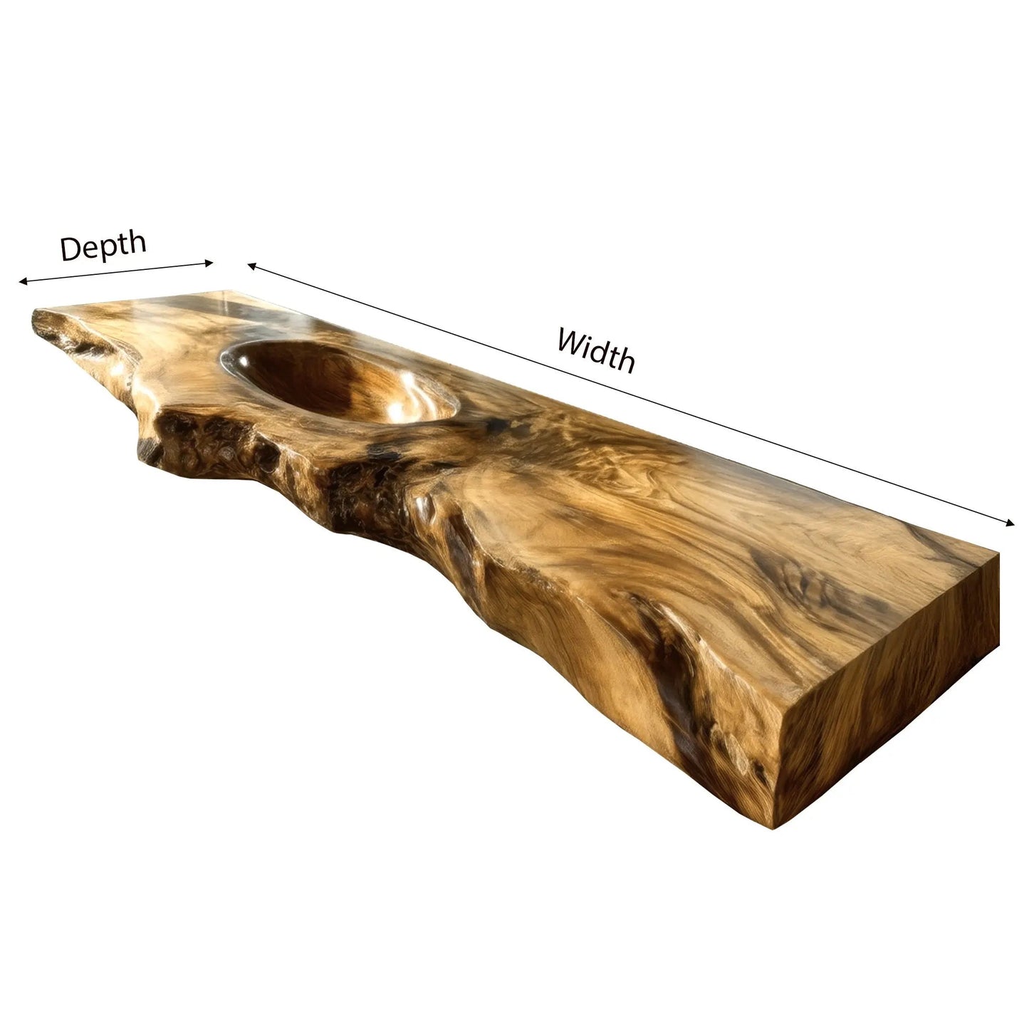 Varello Handcrafted Live Edge Solid Wood Floating Bathroom Vanity with Integrated Sink Kitchnce