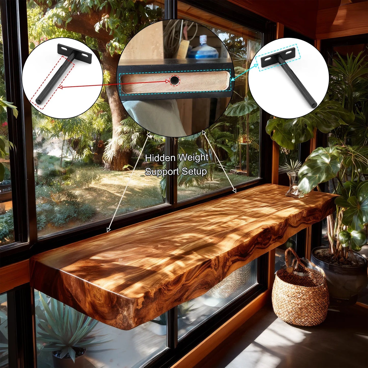 Velanor Live Edge Solid Wood Floating Shelf SPA152159 Kitchnce