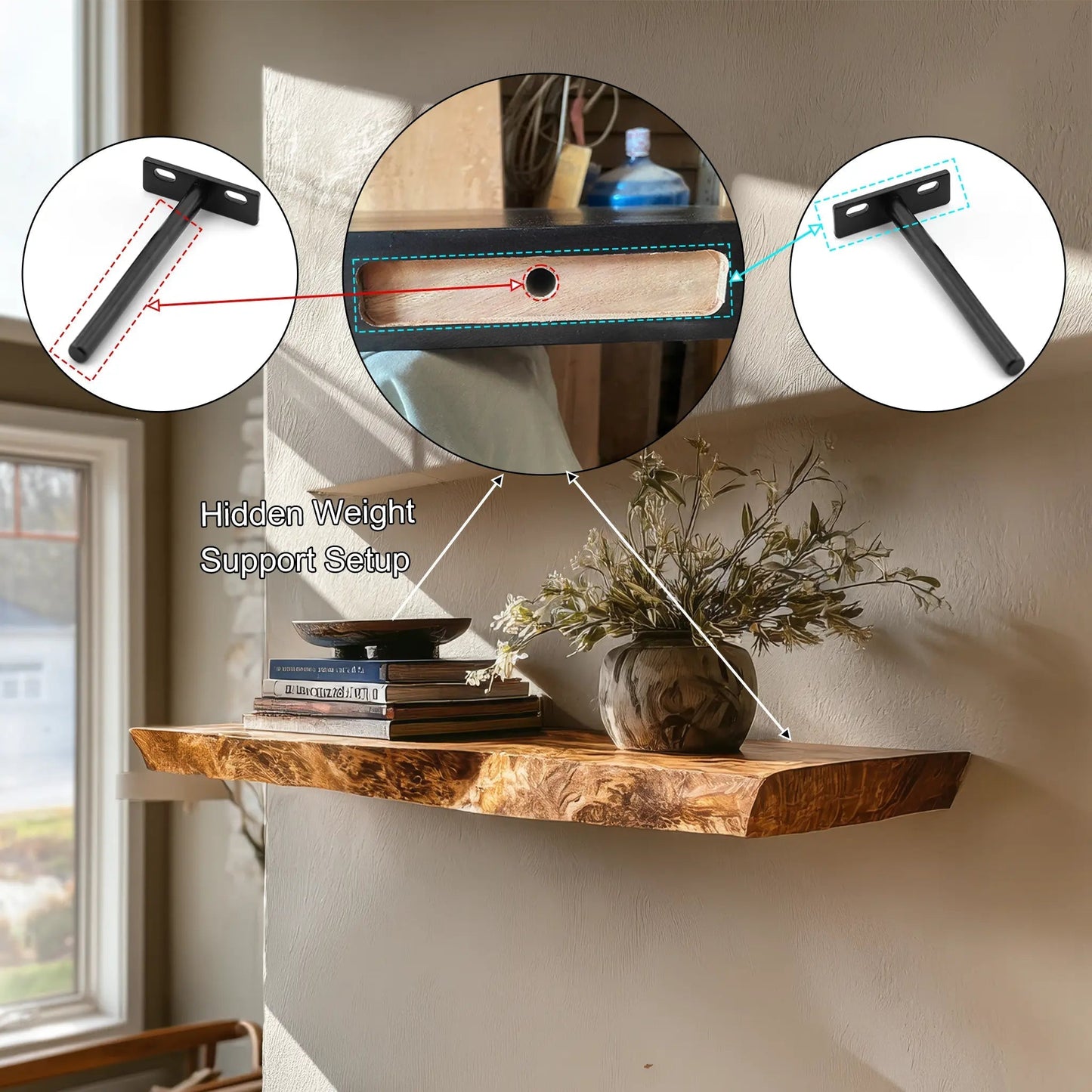 Velthara Live Edge Solid Wood Floating Shelf SPA526984 Kitchnce