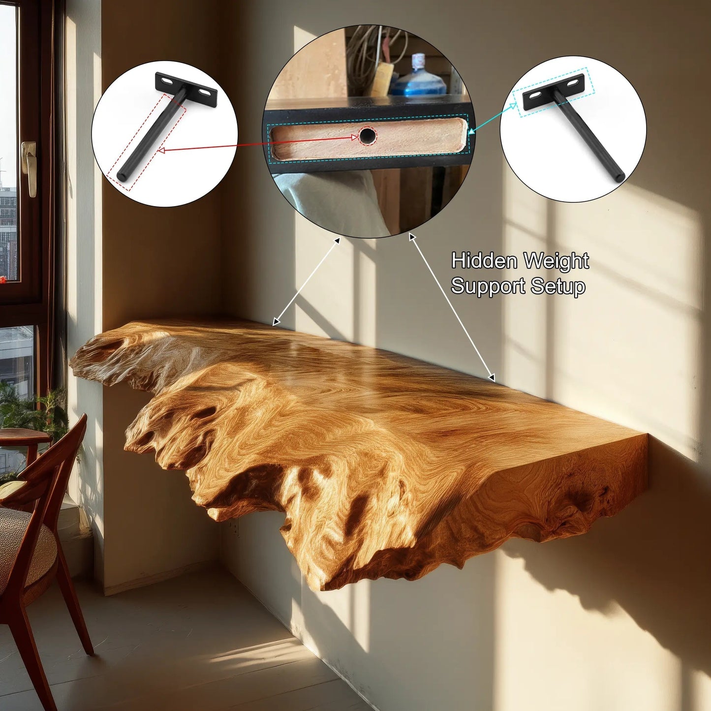 Veltrano Sculpted Solid Wood Floating Shelf SPA436488 Kitchnce