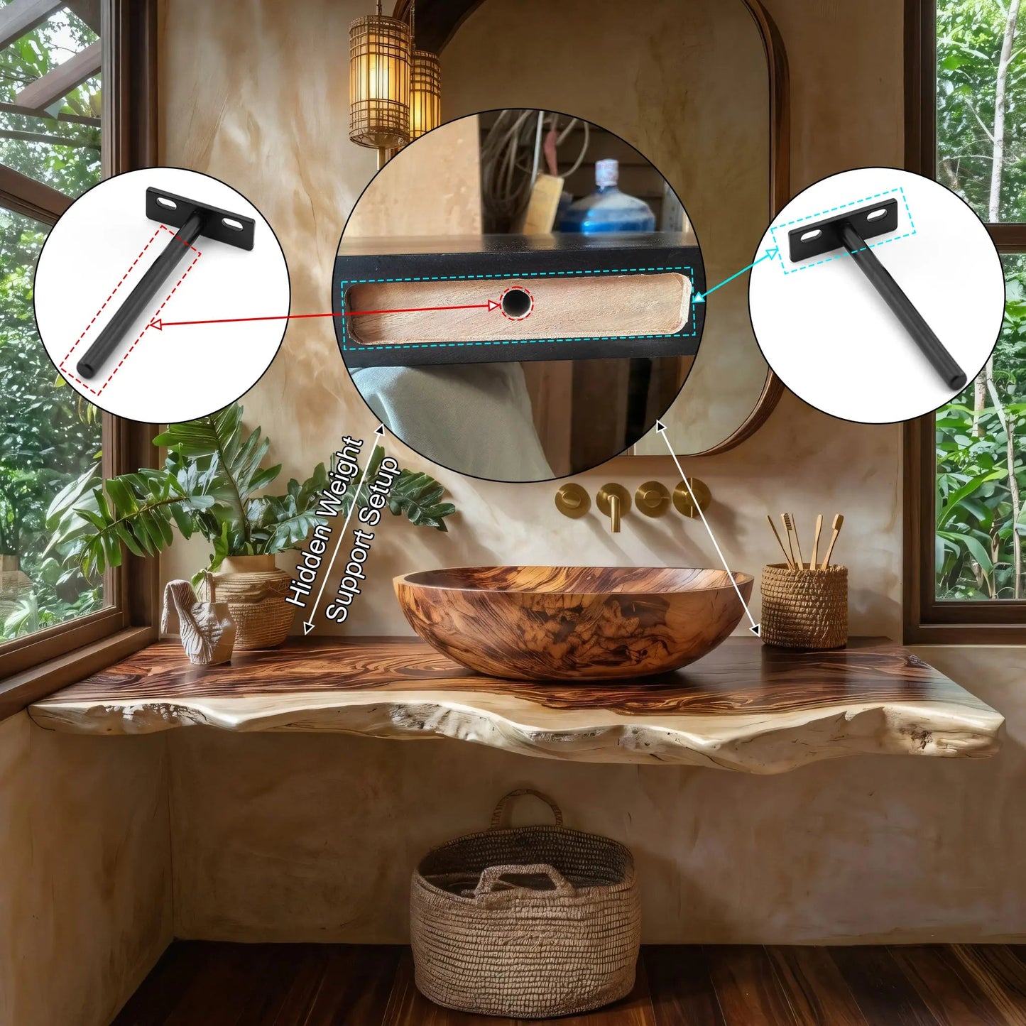 Virella Live Edge Solid Wood Floating Bathroom Vanity SPA128587 Kitchnce