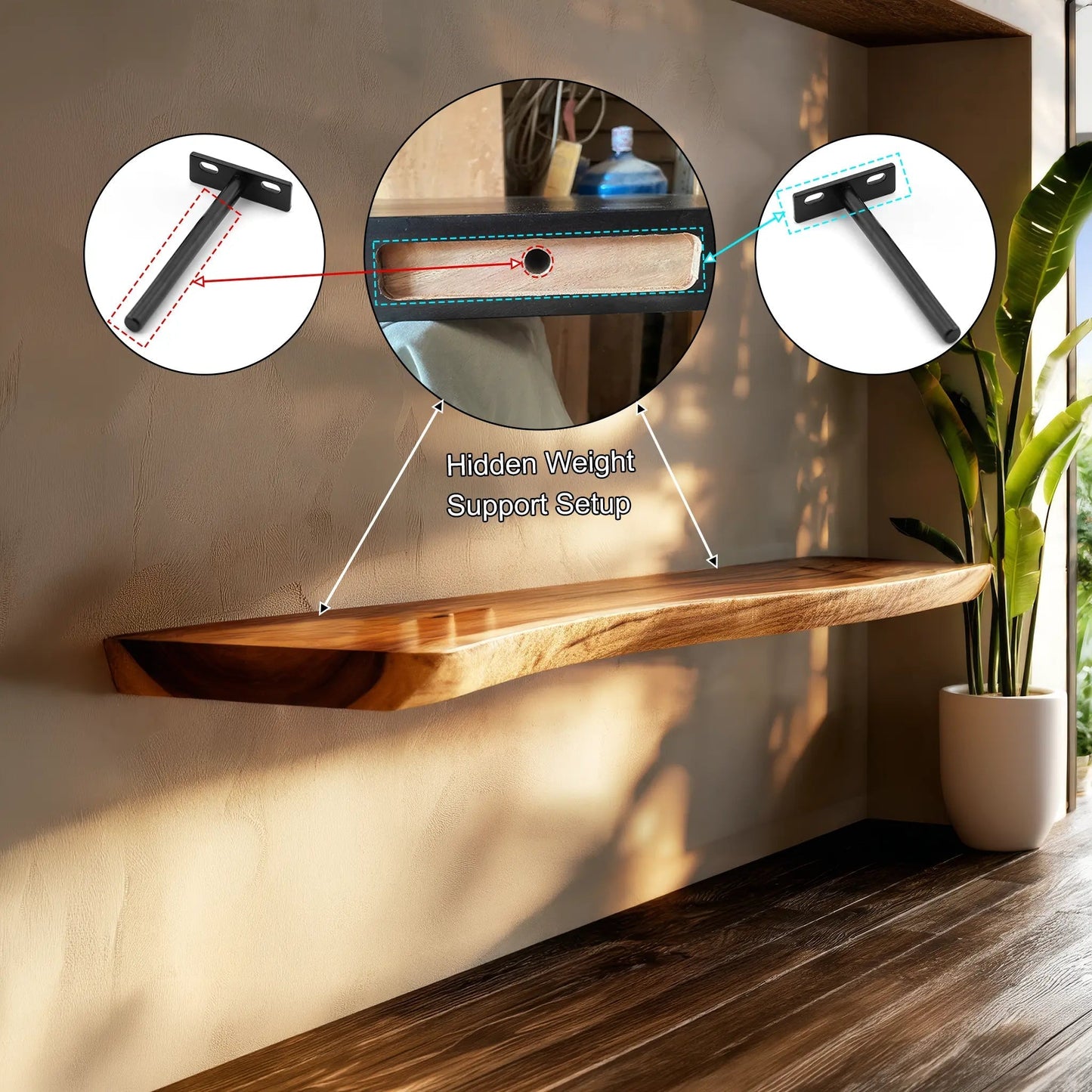 Virella Live Edge Solid Wood Floating Shelf SPA365792 Kitchnce